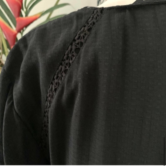 Zara Textured V-neck Tiered Maxi Dress Black - Picture 9 of 13